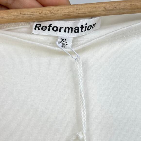 Reformation | NWT Mayve Knit Dress Fior Di Latte White A-line Mini Dress XL - Picture 6 of 16